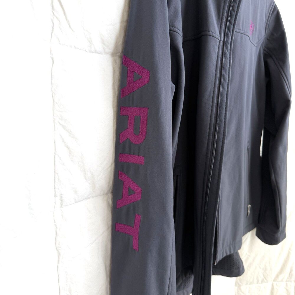 Ariat Women's New Team Softshell Wind & Water Resistant Jacket Grey XL - Picture 7 of 15